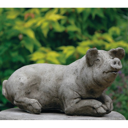 Dragonstone Um Pig Stone Ornament, Stone Pig Garden Statue