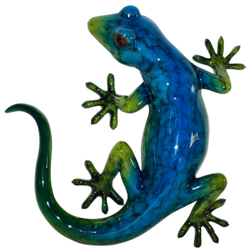 Glossy Blue Gecko Garden Ornament Vivid Arts