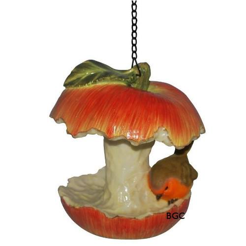 Red Apple Robin Feeder Ornament Vivid Arts