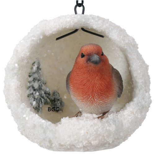 Hanging Robin Mini Snowball Ornament Vivid Arts