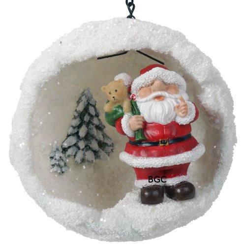 Hanging Santa Mini Snowball Vivid Arts