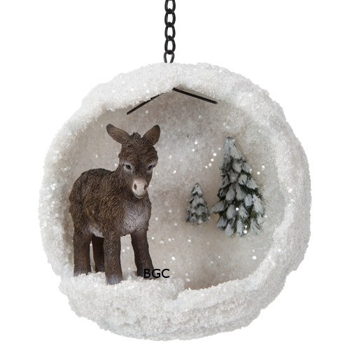 Hanging Brown Donkey Mini Snowball Vivid Arts