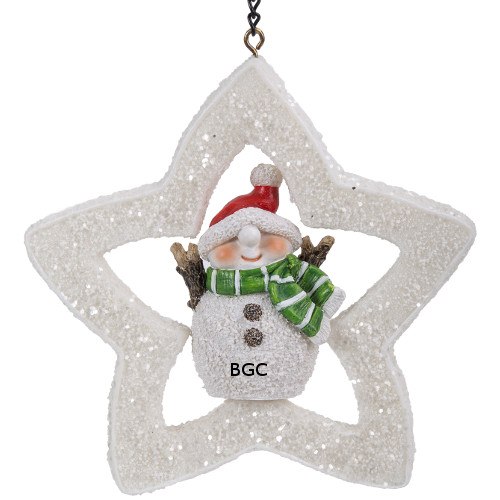 Hanging Star Snowman Resin Ornament Vivid Arts