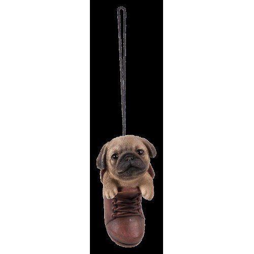 Hanging Boot Pug Resin Ornament Vivid Arts