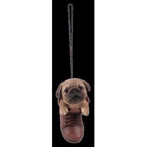 Hanging Boot Pug Resin Ornament Vivid Arts