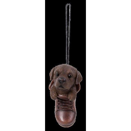 Hanging Boot Chocolate Labrador Ornament Vivid Arts