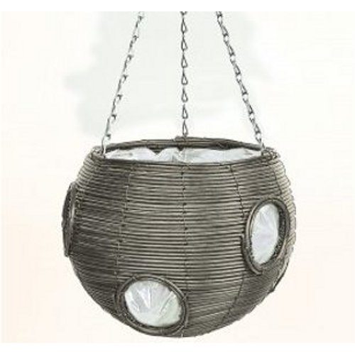 gardman 9 rattan effect light grey ball hanging basket 02112 bridgend garden centre plant rope